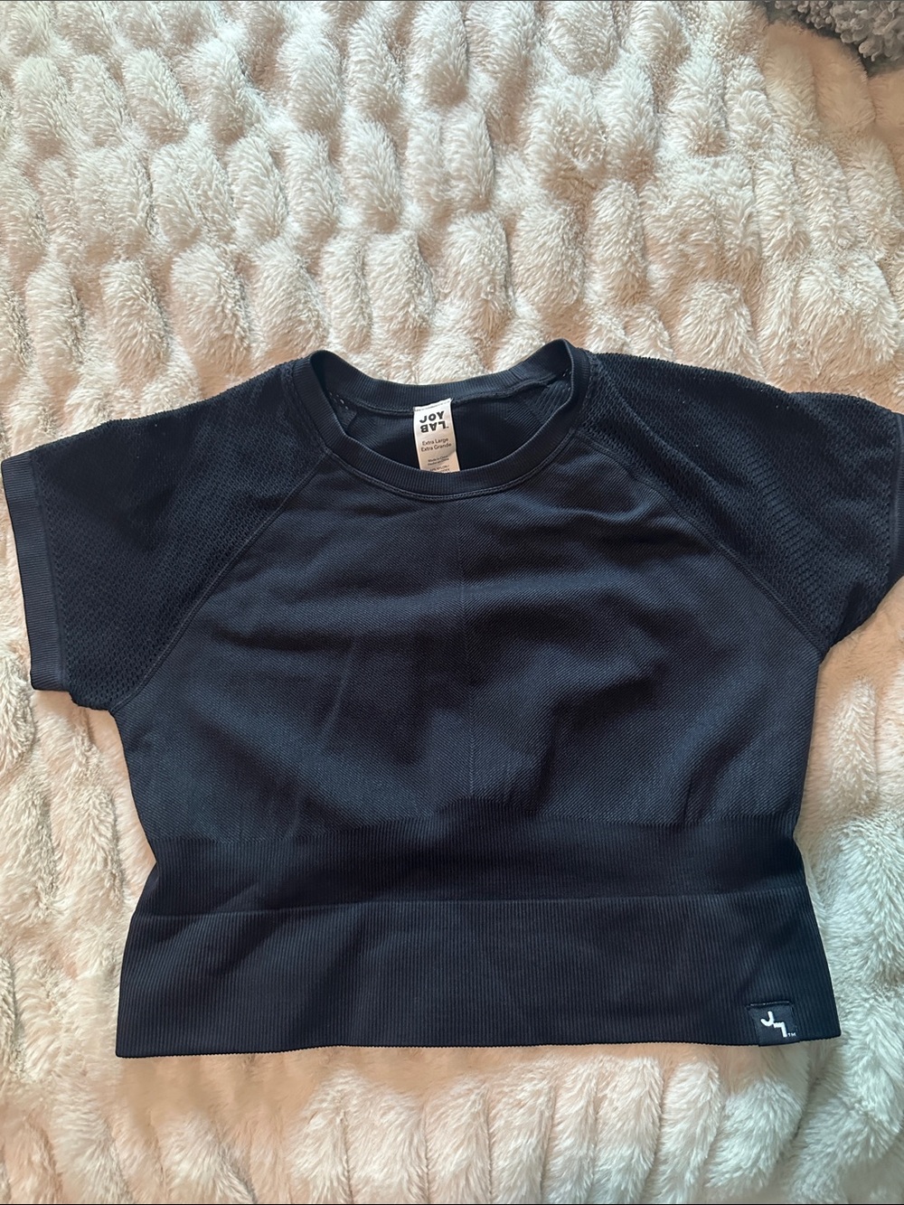 JoyLab Black Women’s' Cropped Active Tee Large - Picture 2 of 8
